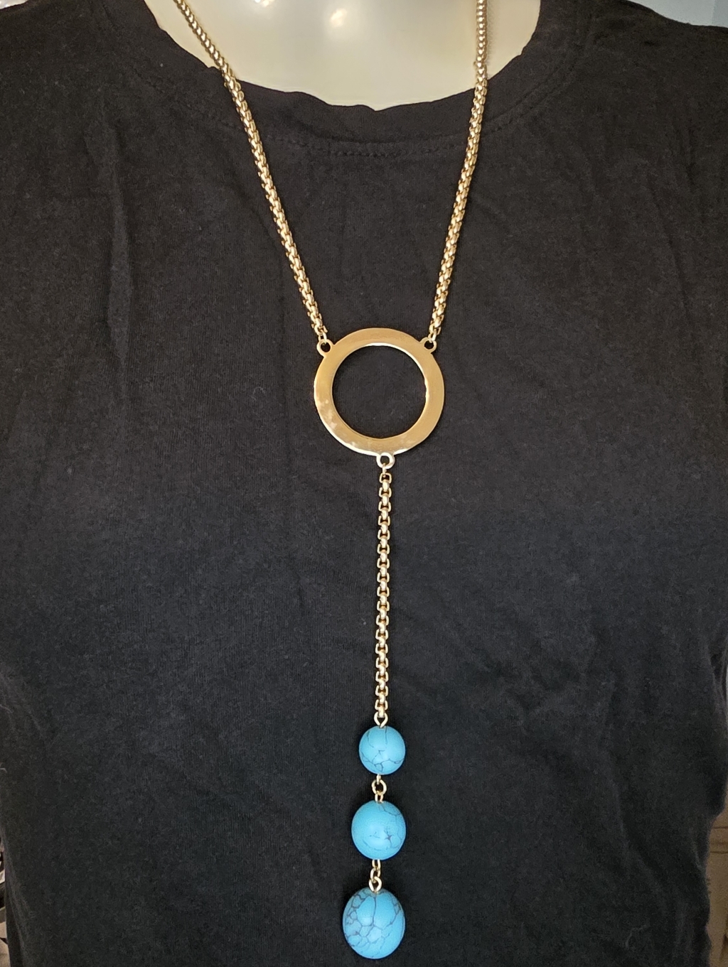 Alfani Gold-Tone Stone Ball 23 Lariat Pendant Necklace Turquoise 18$